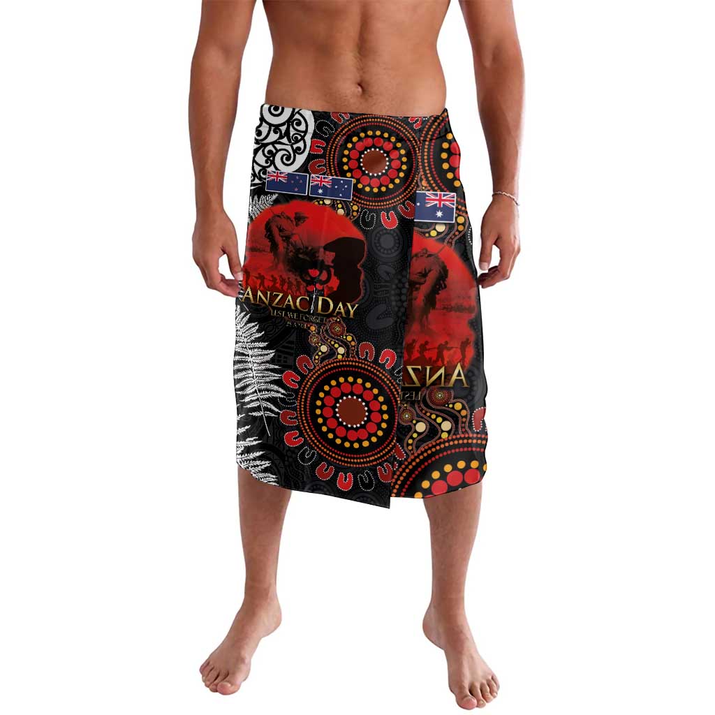 Australia and New Zealand ANZAC Day Lavalava Aboriginal and Maori Art Pattern - Gallipoli Lest We Forget