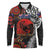 Australia and New Zealand ANZAC Day Long Sleeve Polo Shirt Aboriginal and Maori Art Pattern - Gallipoli Lest We Forget