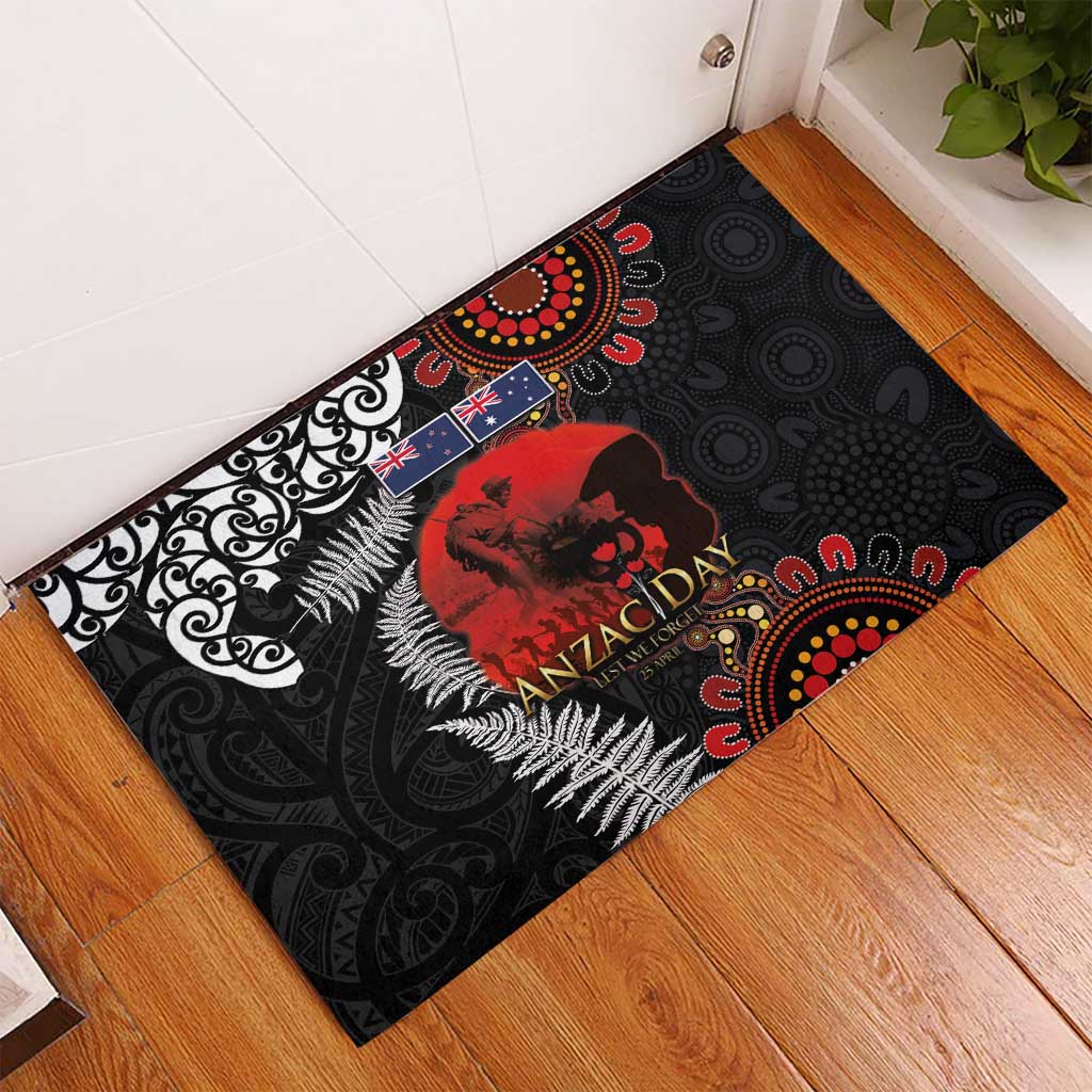 Australia and New Zealand ANZAC Day Rubber Doormat Aboriginal and Maori Art Pattern - Gallipoli Lest We Forget LT03 - Polynesian Pride