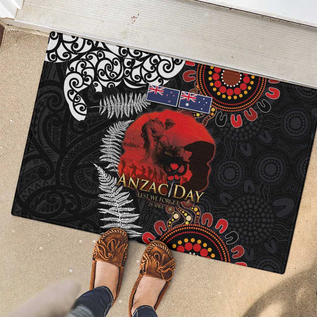 Australia and New Zealand ANZAC Day Rubber Doormat Aboriginal and Maori Art Pattern - Gallipoli Lest We Forget LT03 - Polynesian Pride
