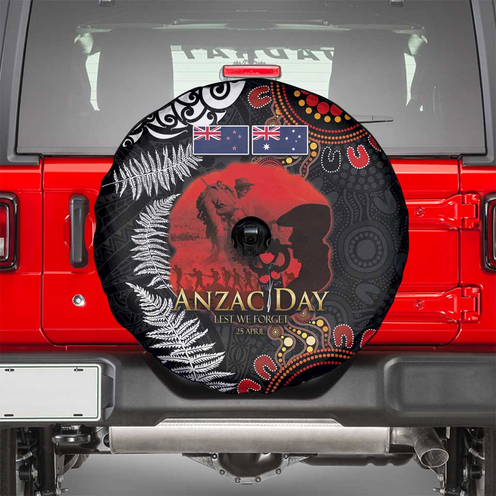 Australia and New Zealand ANZAC Day Spare Tire Cover Aboriginal and Maori Art Pattern - Gallipoli Lest We Forget
