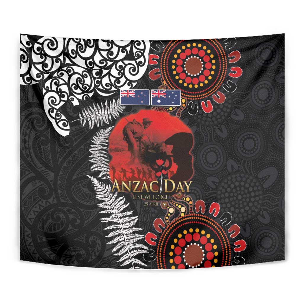 Australia and New Zealand ANZAC Day Tapestry Aboriginal and Maori Art Pattern - Gallipoli Lest We Forget