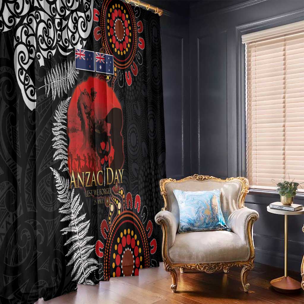 Australia and New Zealand ANZAC Day Window Curtain Aboriginal and Maori Art Pattern - Gallipoli Lest We Forget LT03 - Polynesian Pride