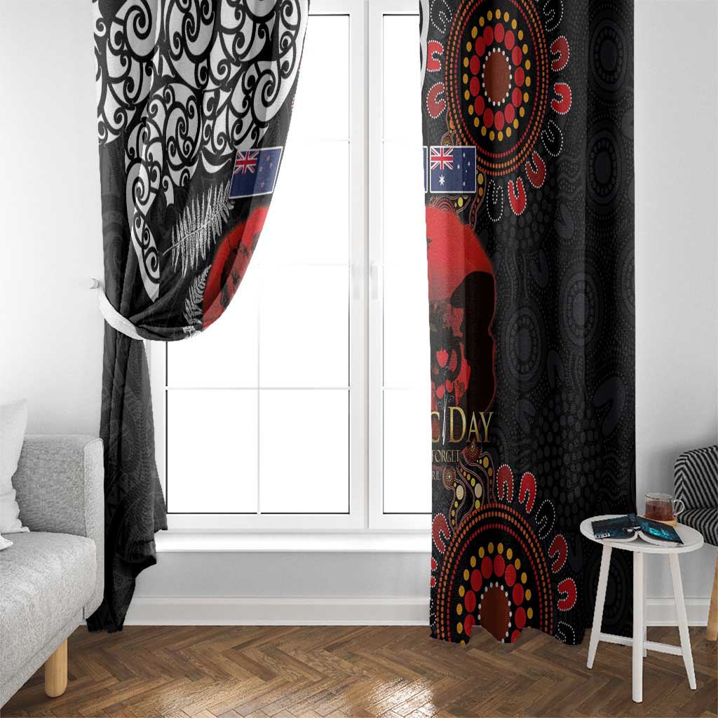 Australia and New Zealand ANZAC Day Window Curtain Aboriginal and Maori Art Pattern - Gallipoli Lest We Forget LT03 - Polynesian Pride