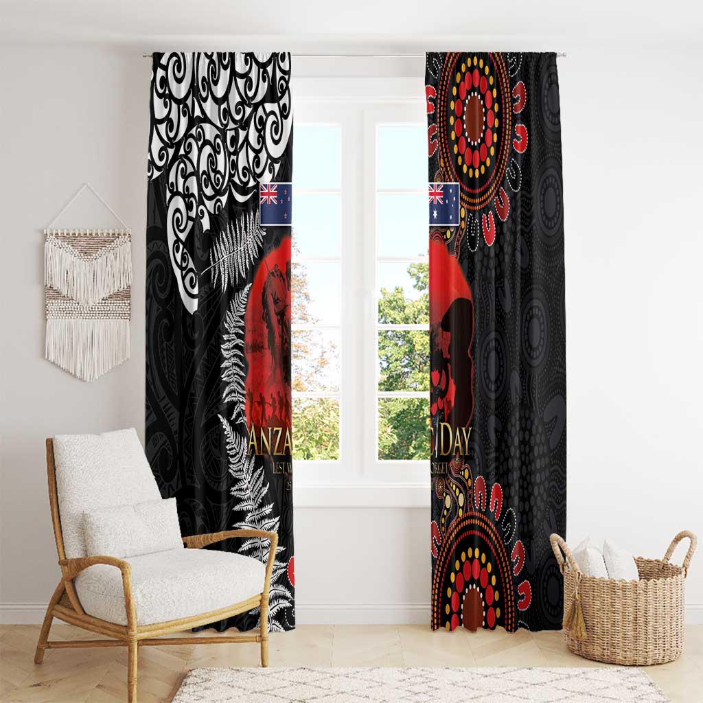 Australia and New Zealand ANZAC Day Window Curtain Aboriginal and Maori Art Pattern - Gallipoli Lest We Forget LT03 - Polynesian Pride