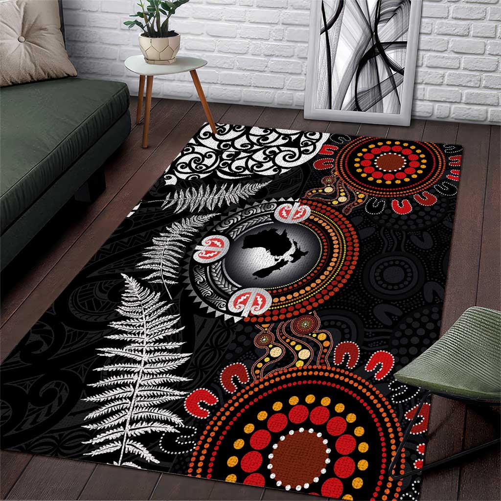 Australia and New Zealand Together Area Rug Aboriginal and Maori Art Tattoo