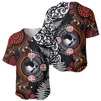 Australia and New Zealand Together Baseball Jersey Aboriginal and Maori Art Tattoo
