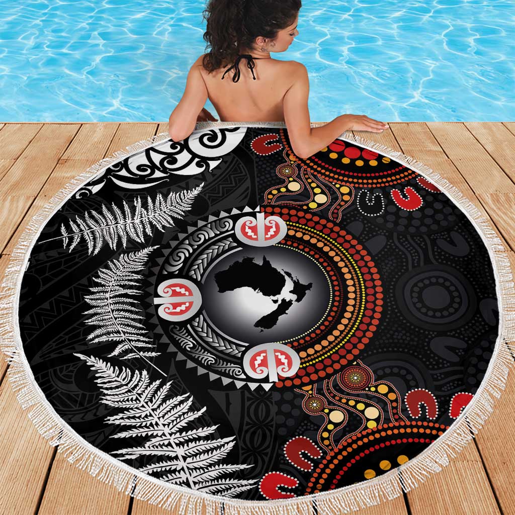 Australia and New Zealand Together Beach Blanket Aboriginal and Maori Art Tattoo LT03 - Polynesian Pride