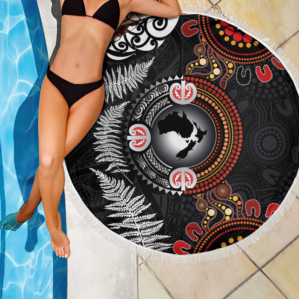 Australia and New Zealand Together Beach Blanket Aboriginal and Maori Art Tattoo LT03 - Polynesian Pride