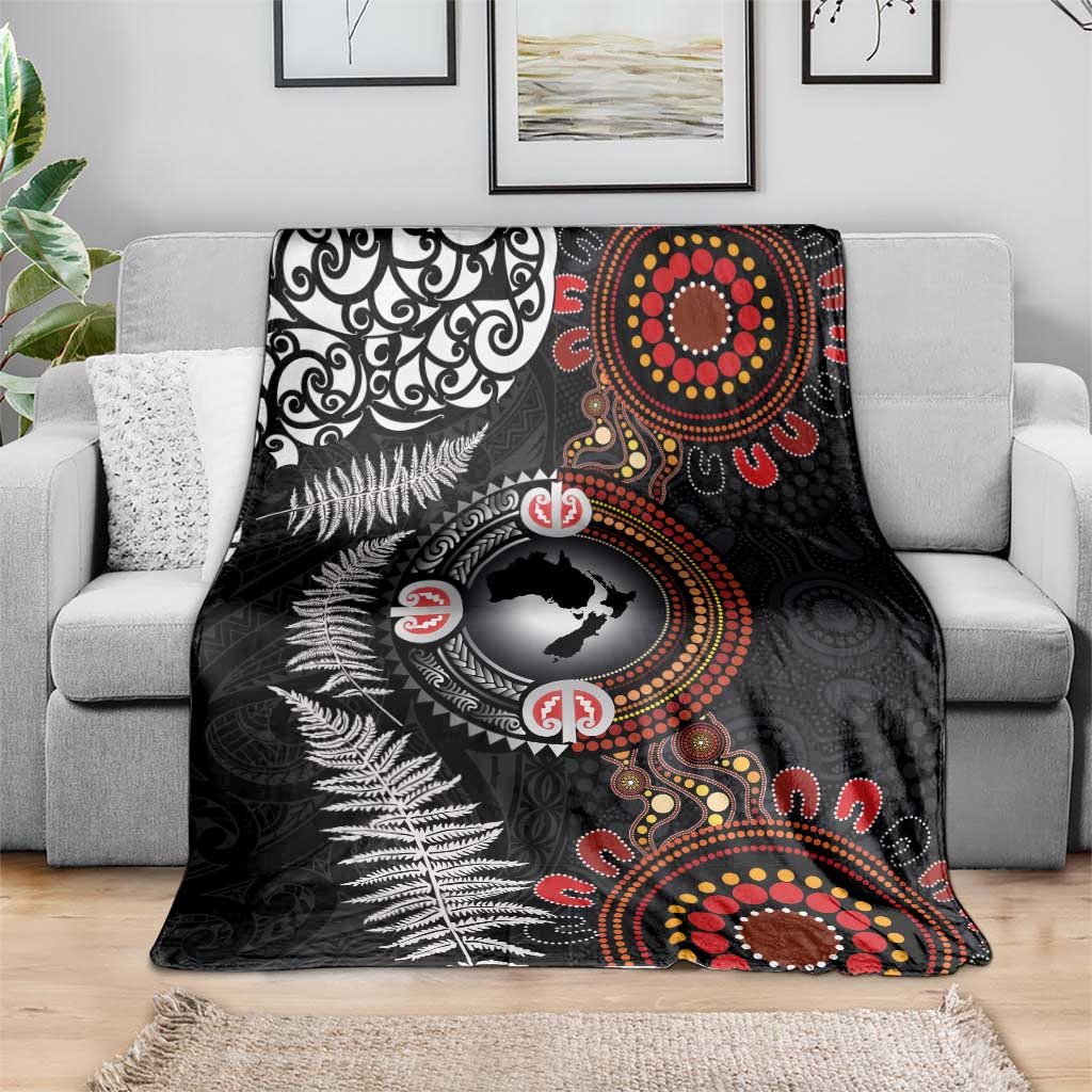 Australia and New Zealand Together Blanket Aboriginal and Maori Art Tattoo LT03 - Polynesian Pride