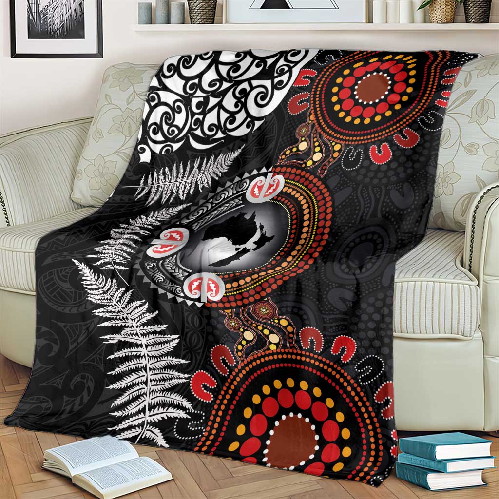 Australia and New Zealand Together Blanket Aboriginal and Maori Art Tattoo LT03 - Polynesian Pride