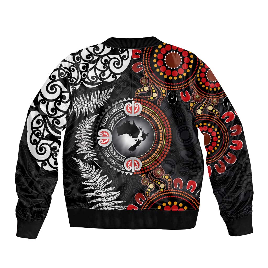 Australia and New Zealand Together Bomber Jacket Aboriginal and Maori Art Tattoo
