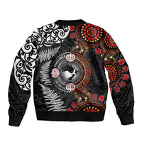 Australia and New Zealand Together Bomber Jacket Aboriginal and Maori Art Tattoo