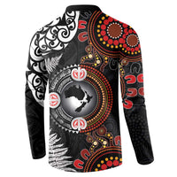 Australia and New Zealand Together Button Sweatshirt Aboriginal and Maori Art Tattoo LT03 - Polynesian Pride