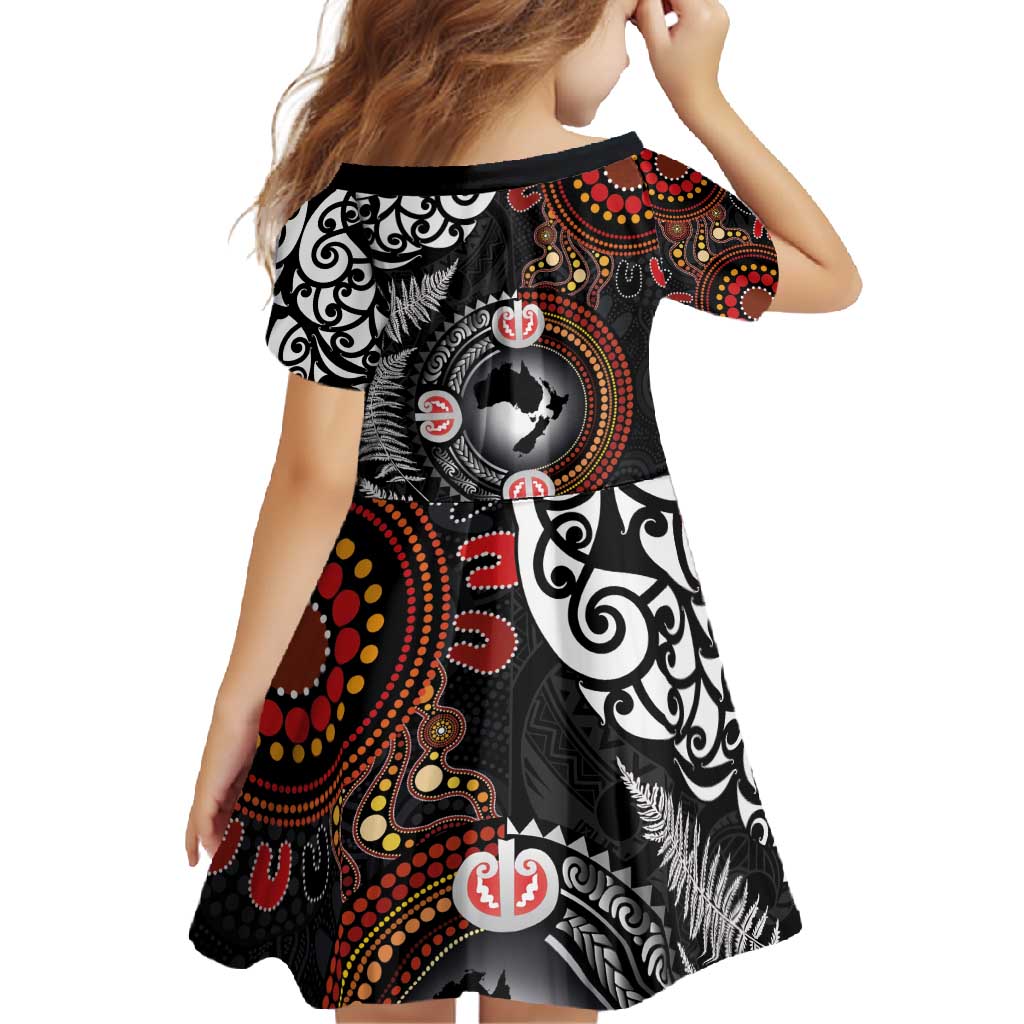 Australia and New Zealand Together Family Matching Tank Maxi Dress and Hawaiian Shirt Aboriginal and Maori Art Tattoo