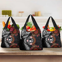 Australia and New Zealand Together Grocery Bag Aboriginal and Maori Art Tattoo