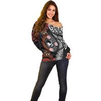 Australia and New Zealand Together Off Shoulder Sweater Aboriginal and Maori Art Tattoo