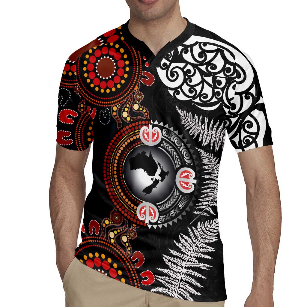 Australia and New Zealand Together Rugby Jersey Aboriginal and Maori Art Tattoo
