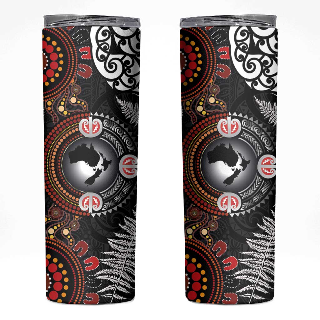 Australia and New Zealand Together Skinny Tumbler Aboriginal and Maori Art Tattoo