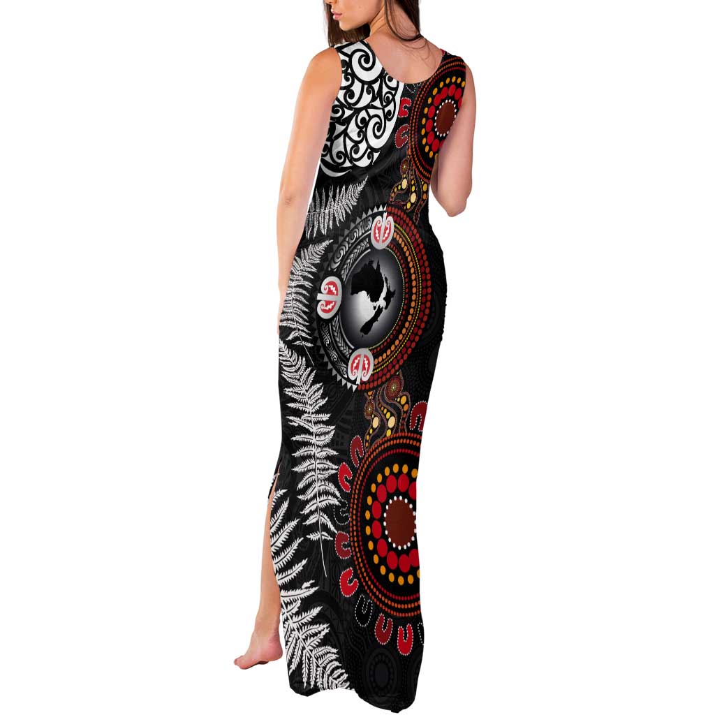 Australia and New Zealand Together Tank Maxi Dress Aboriginal and Maori Art Tattoo