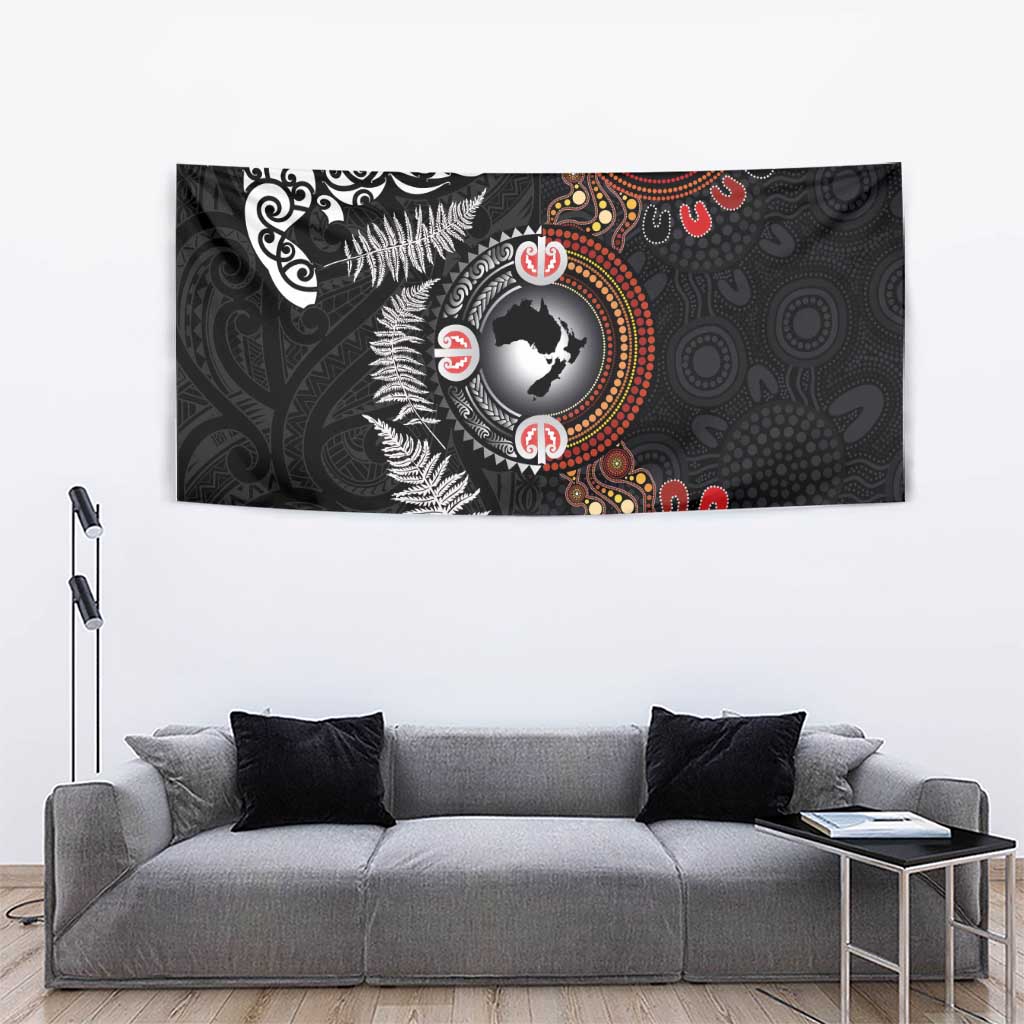 Australia and New Zealand Together Tapestry Aboriginal and Maori Art Tattoo