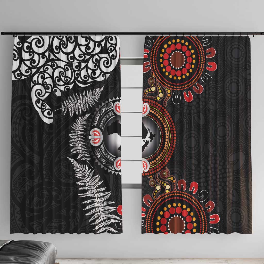 Australia and New Zealand Together Window Curtain Aboriginal and Maori Art Tattoo