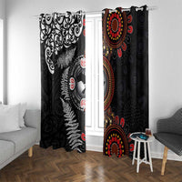 Australia and New Zealand Together Window Curtain Aboriginal and Maori Art Tattoo LT03 With Grommets Black - Polynesian Pride