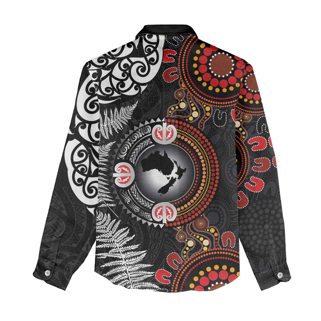 Australia and New Zealand Together Women Casual Shirt Aboriginal and Maori Art Tattoo