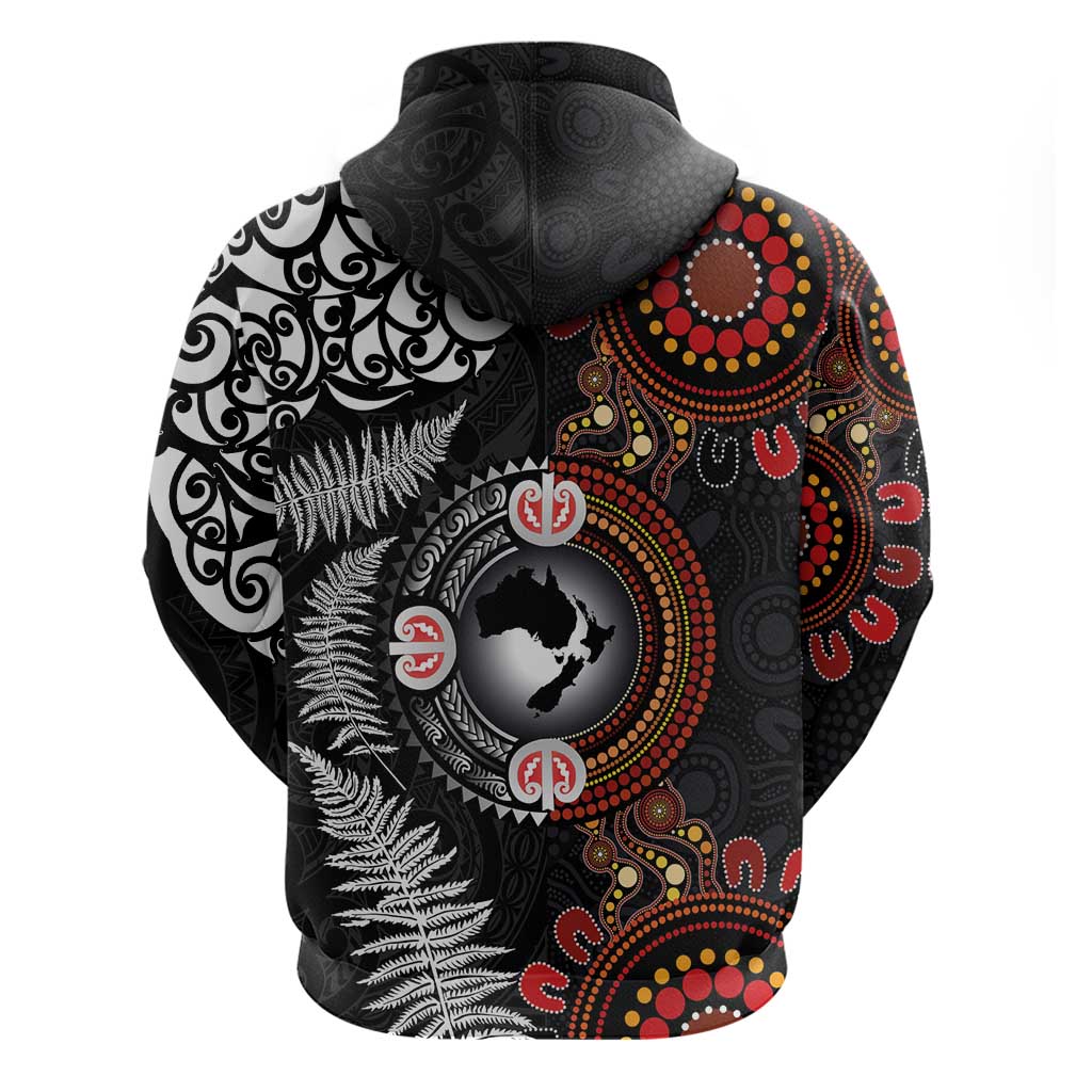 Australia and New Zealand Together Zip Hoodie Aboriginal and Maori Art Tattoo