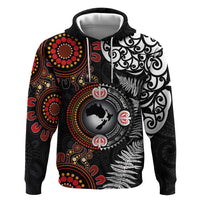 Australia and New Zealand Together Zip Hoodie Aboriginal and Maori Art Tattoo