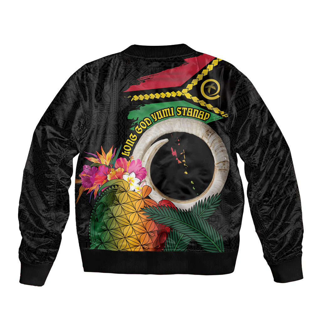 Vanuatu Selebretem 44th Indipendens Dei Bomber Jacket Sand Drawing Turtle Melanesian Vibes LT03 - Polynesian Pride