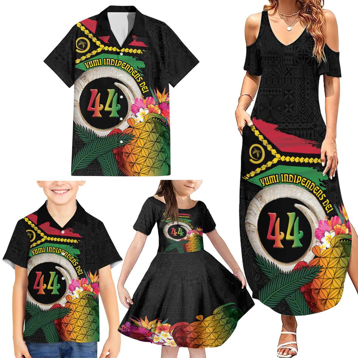 Vanuatu Selebretem 44th Indipendens Dei Family Matching Summer Maxi Dress and Hawaiian Shirt Sand Drawing Turtle Melanesian Vibes LT03 - Polynesian Pride