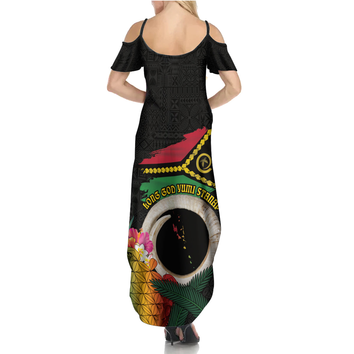 Vanuatu Selebretem 44th Indipendens Dei Family Matching Summer Maxi Dress and Hawaiian Shirt Sand Drawing Turtle Melanesian Vibes