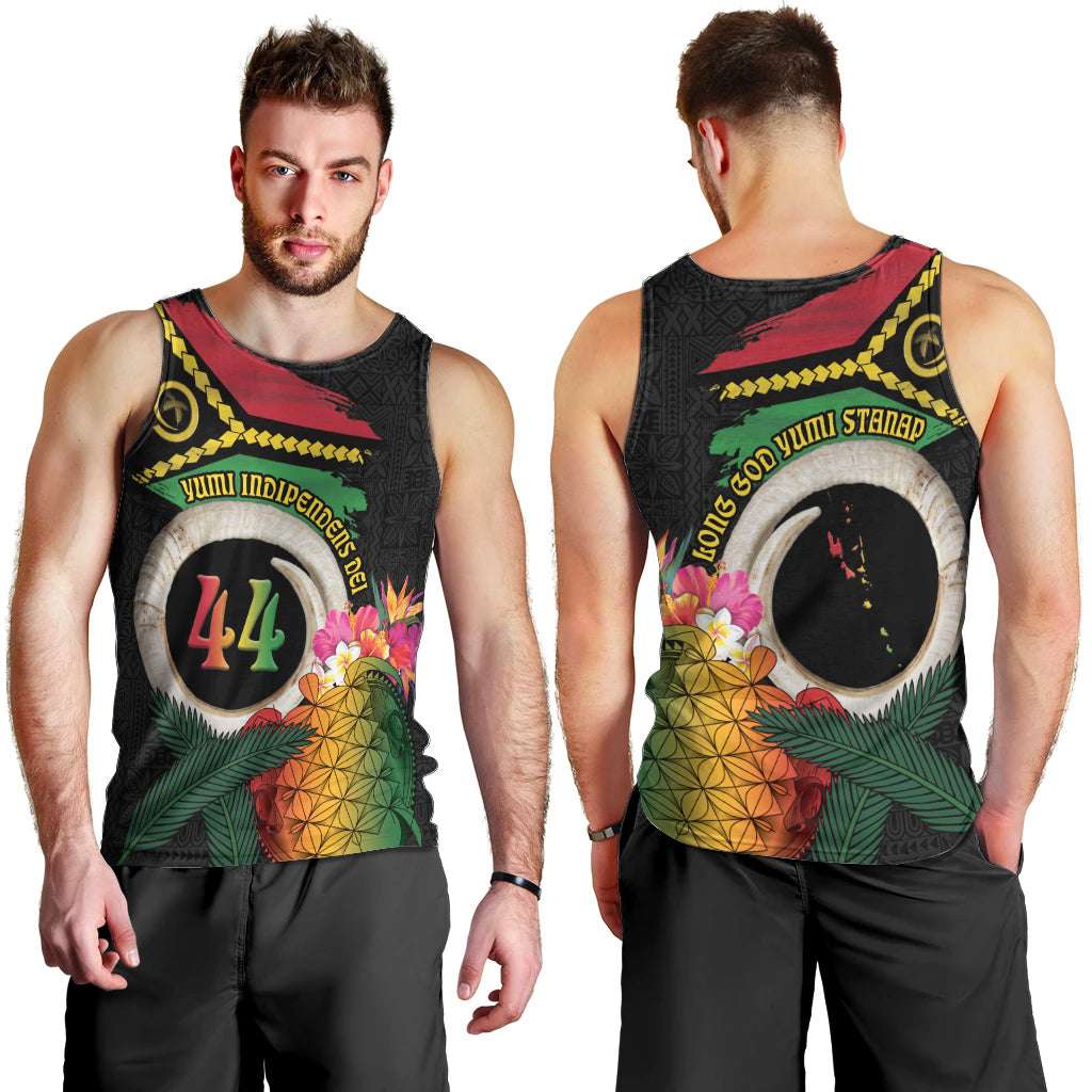Vanuatu Selebretem 44th Indipendens Dei Men Tank Top Sand Drawing Turtle Melanesian Vibes LT03 - Polynesian Pride