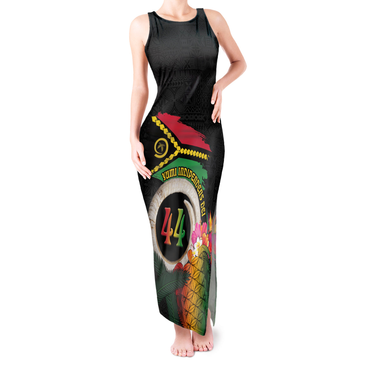 Vanuatu Selebretem 44th Indipendens Dei Tank Maxi Dress Sand Drawing Turtle Melanesian Vibes