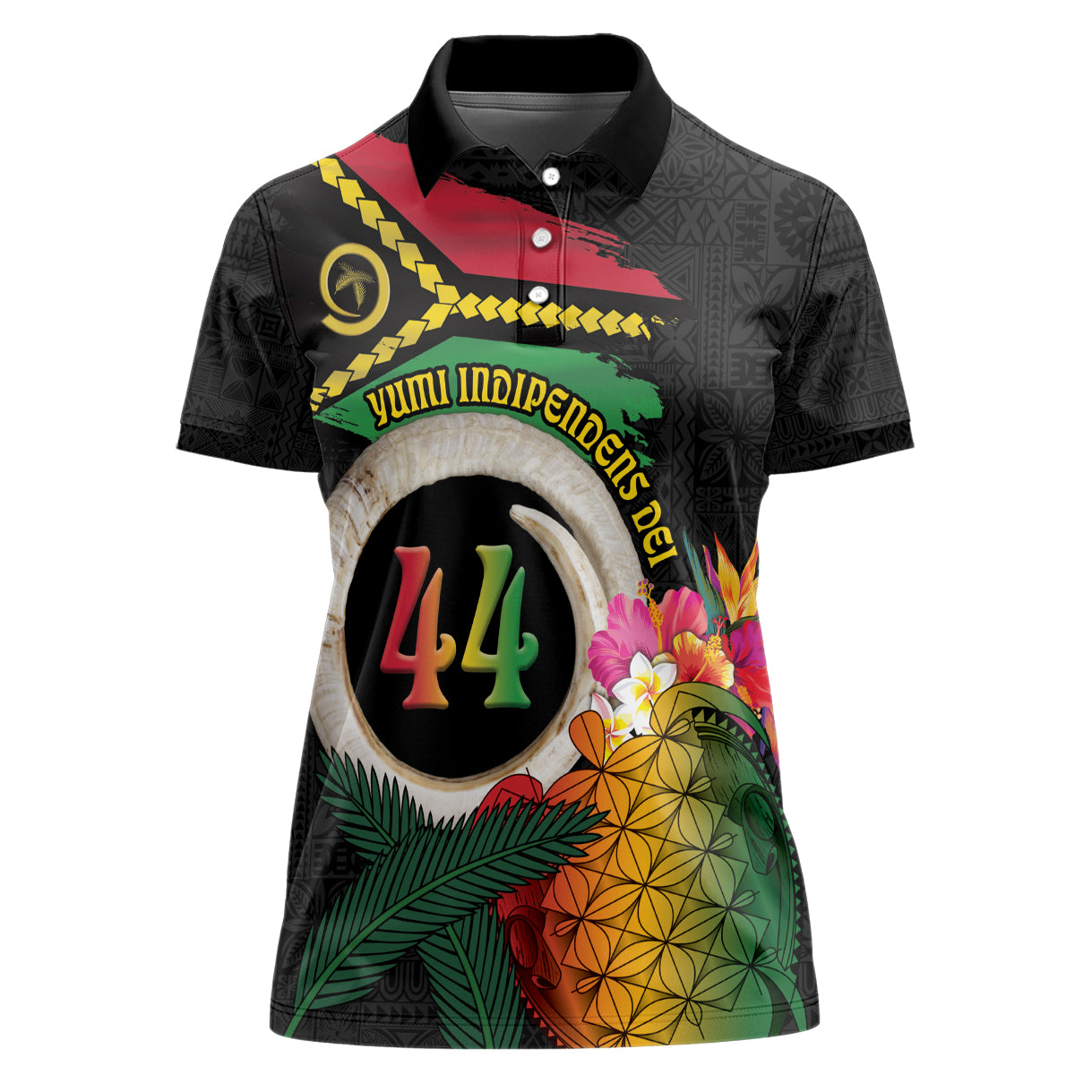 Vanuatu Selebretem 44th Indipendens Dei Women Polo Shirt Sand Drawing Turtle Melanesian Vibes