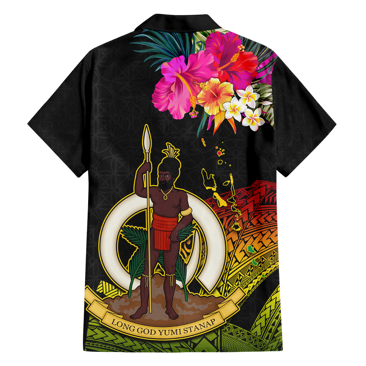 Vanuatu Ni-Van Family Matching Tank Maxi Dress and Hawaiian Shirt Coat of Arms Sand Drawing LT03 - Polynesian Pride