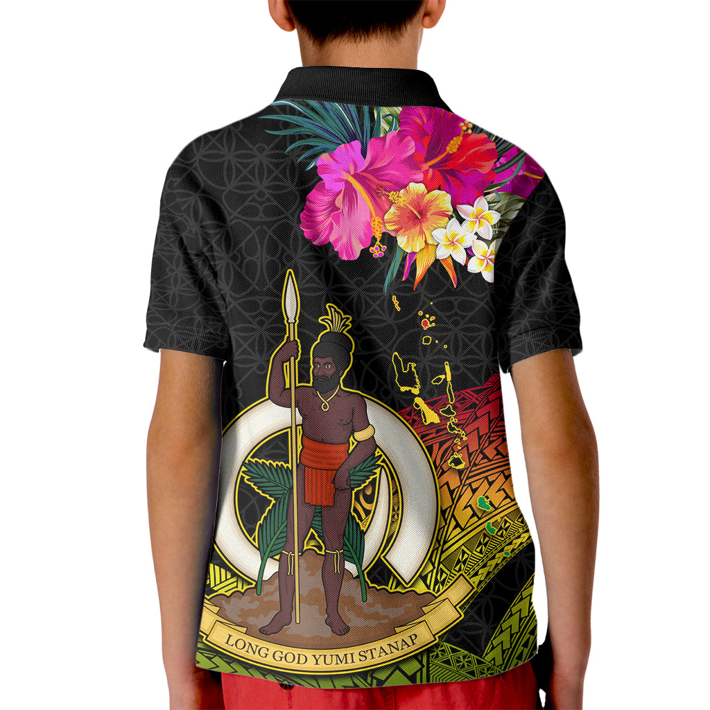 Vanuatu Ni-Van Kid Polo Shirt Coat of Arms Sand Drawing