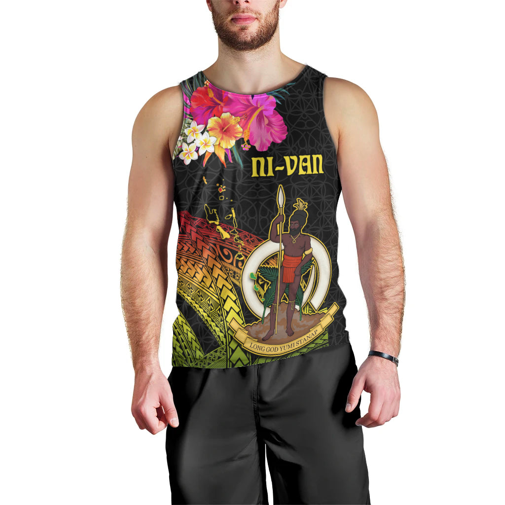 Vanuatu Ni-Van Men Tank Top Coat of Arms Sand Drawing LT03 - Polynesian Pride