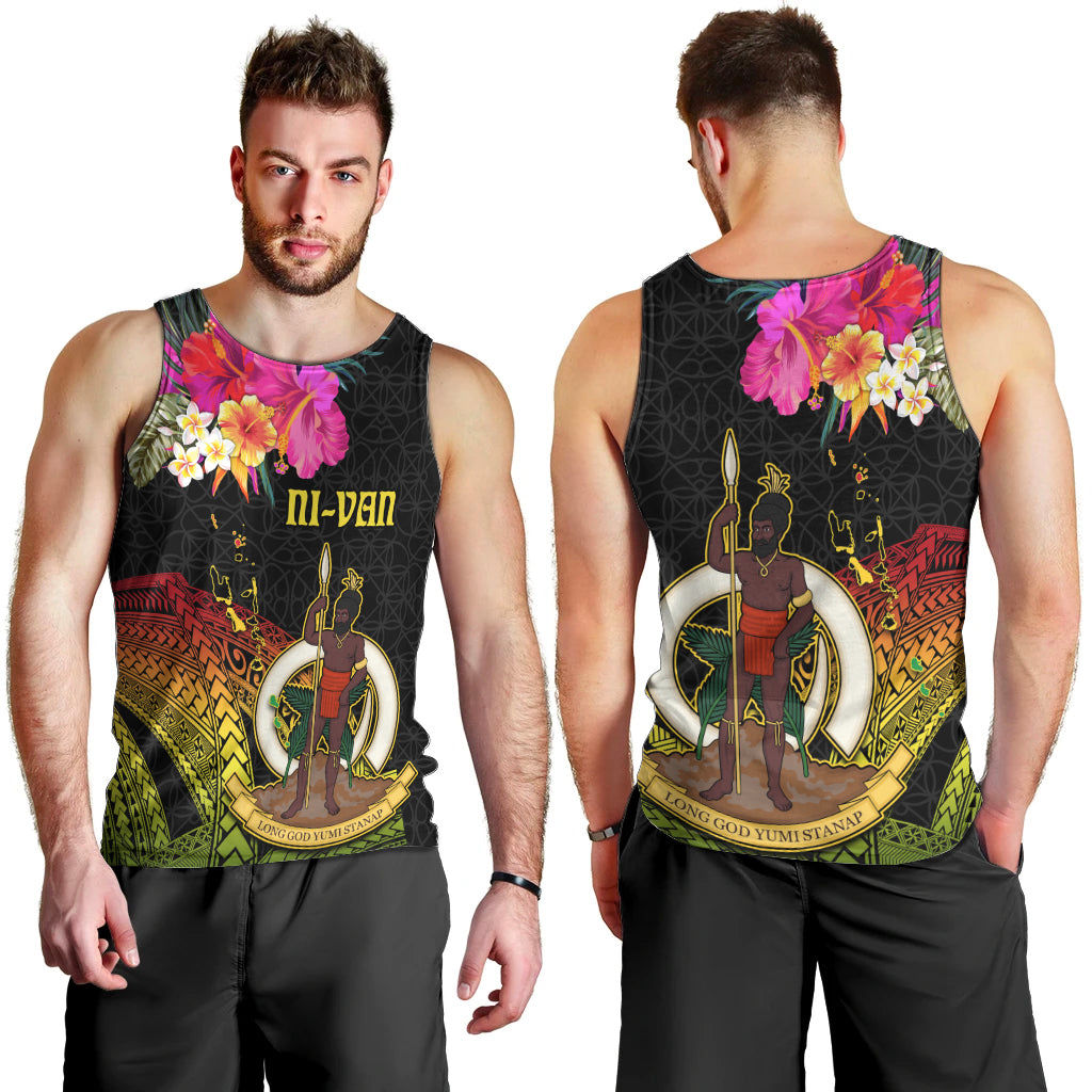 Vanuatu Ni-Van Men Tank Top Coat of Arms Sand Drawing LT03 - Polynesian Pride