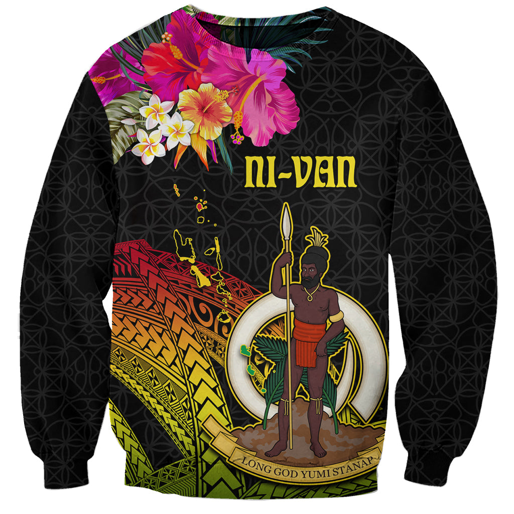 Vanuatu Ni-Van Sweatshirt Coat of Arms Sand Drawing LT03 Unisex Black - Polynesian Pride