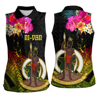 Vanuatu Ni-Van Women Sleeveless Polo Shirt Coat of Arms Sand Drawing