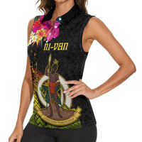 Vanuatu Ni-Van Women Sleeveless Polo Shirt Coat of Arms Sand Drawing