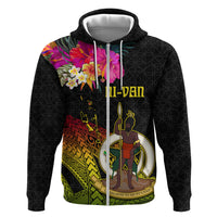 Vanuatu Ni-Van Zip Hoodie Coat of Arms Sand Drawing