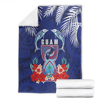 Guam Liberation Day Blanket The Tribal Latte Stone and Dolphins with Hibiscus Chamorro Culture