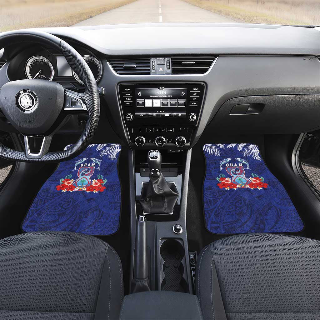 Guam Liberation Day Car Mats The Tribal Latte Stone and Dolphins with Hibiscus Chamorro Culture