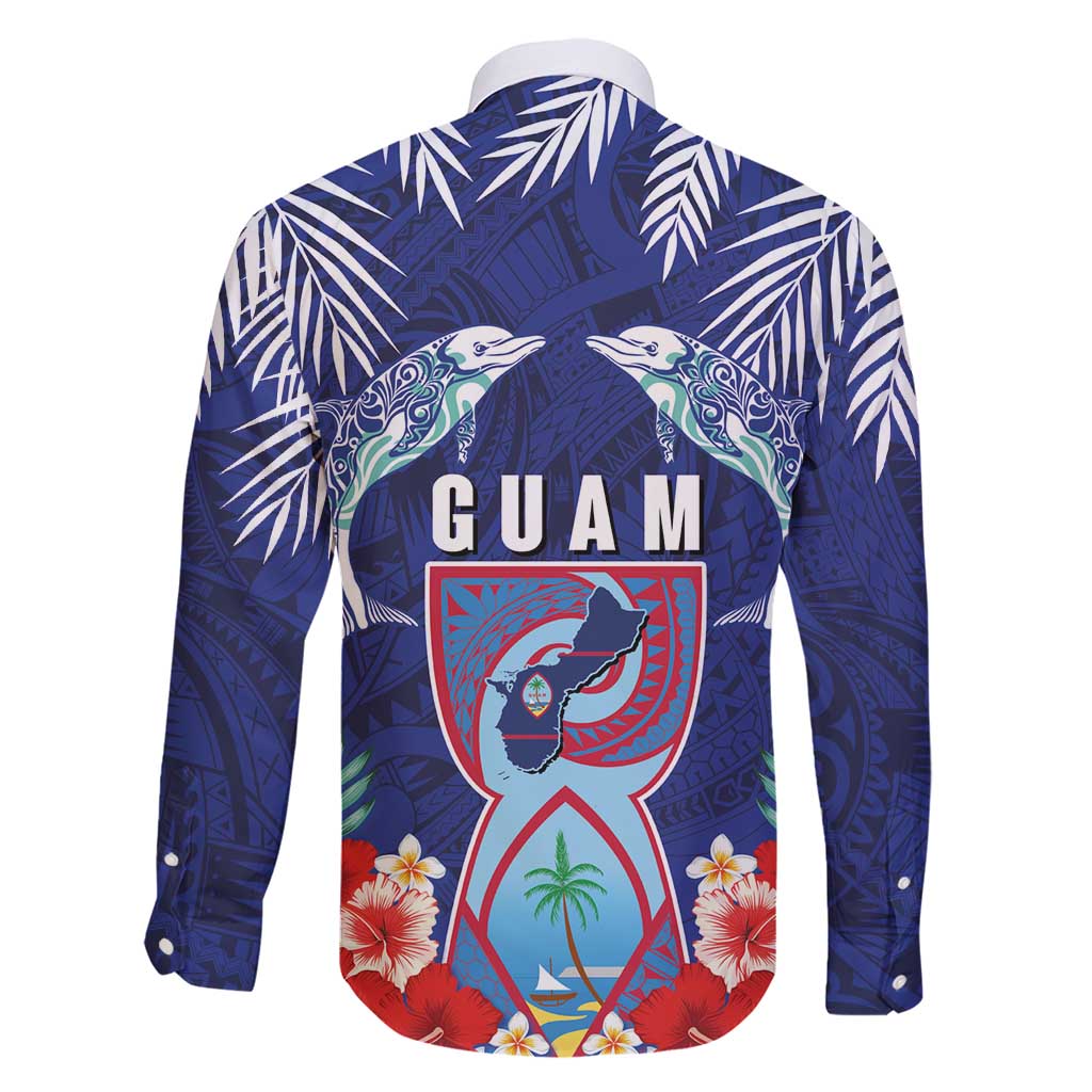 Guam Liberation Day Family Matching Short Sleeve Bodycon Dress and Hawaiian Shirt The Tribal Latte Stone and Dolphins with Hibiscus Chamorro Culture