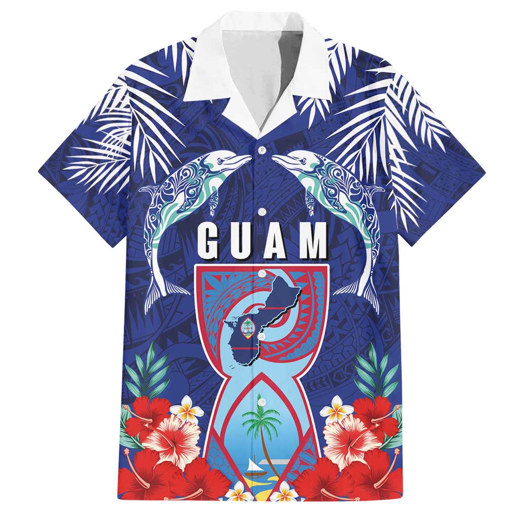 Guam Liberation Day Family Matching Tank Maxi Dress and Hawaiian Shirt The Tribal Latte Stone and Dolphins with Hibiscus Chamorro Culture