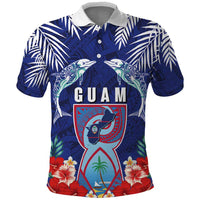 Guam Liberation Day Polo Shirt The Tribal Latte Stone and Dolphins with Hibiscus Chamorro Culture