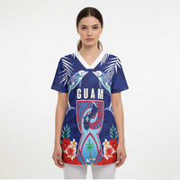 Guam Liberation Day Scrub Top The Tribal Latte Stone and Dolphins with Hibiscus Chamorro Culture LT03 - Polynesian Pride